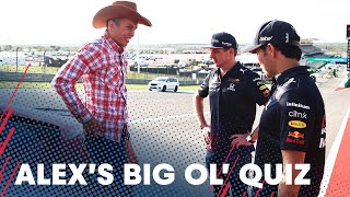 The Big Ol Austin Quiz With Max Verstappen Sergio Perez and Alex Albon [upl. by Enogitna877]