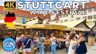 Stuttgart Germany Wine Festival Walk Stuttgarter Weindorf 2024  4K 60fps with Captions [upl. by Anawd334]