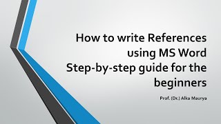 Writing References using MS word [upl. by Zsamot570]