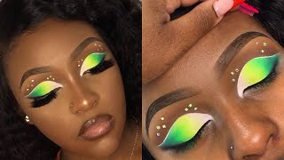 Green Elongated Cutcrease  Client Makeup Tutorial [upl. by Anali957]