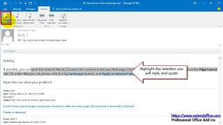 How to reply with quoting a selction of original message in Outlook [upl. by Ylicec572]