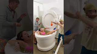 My Very Mean ExBoyfriends Played a Balloon Prank on Me in Worlds Largest Toilet I FELL IN shorts [upl. by Leboff937]