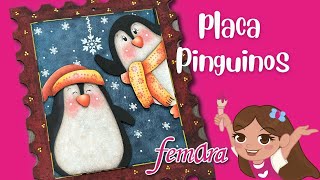 Placa Pinguinos pinturadecorativa manualidades pinturaacrilica navidad [upl. by Nahgaem]