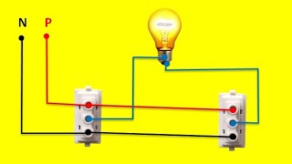 1 Bulb amp 2 Two way switch connection  Two way switch connection [upl. by Handal]