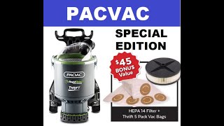 Pacvac Rapid Clean Thrift Backpack Vacuum Cleaner [upl. by Nelleeus]