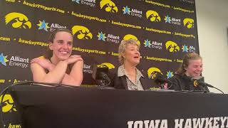 Hear from Caitlin Clark Lisa Bluder and Molly Davis after Iowas thrilling win over Michigan State [upl. by Ruffi]