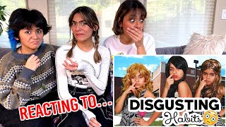 reacting to our disgusting habits video embarrassing  GEM Sisters [upl. by Annovy]