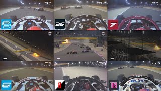 Romain Grosjeans Terrifying Crash Multiple Angles  F1 Bahrain2020 [upl. by Adlay581]