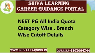 NEET PG All India Quota Category Wise  Branch Wise Cutoff Details [upl. by Treharne548]