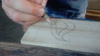 sketching on wood preparation for wood carving [upl. by Nalyorf]