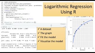 Logarithmic regression nonlinear regression lm in R visualization of models [upl. by Akapol]