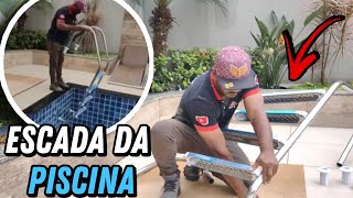 COMO MONTAR E CHUMBAR A ESCADA DA PISCINA [upl. by Ecneret]