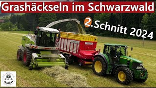 1 Schnitt 2024 Grashäckseln mit CLAAS Jaguar Feldhäcksler amp John Deere 6830 mit Pöttinger Faro 4010 [upl. by Ayimat]