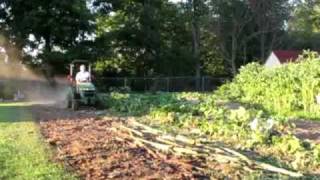 Tilling Sunflowers with a JD 2305 [upl. by Adlih]