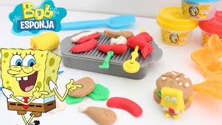 Bob Esponja Brinquedo Massinha de Modelar Super Grill Divertido  ToysBR [upl. by Renfred]