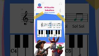 Melodía Mi Burrito Sabanero 🎄  PARTITURA y TECLAS en PIANO 🎼🎶🎹  FÁCIL [upl. by Yantruoc]