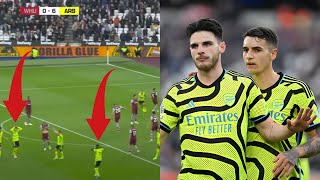 Odegaard amp Saka INSANE reaction to Declan Rice AMAZING goal vs West Ham [upl. by Tergram923]