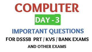 L3COMPUTER Important Question Important for  kvs  Group D bank  SSC [upl. by Brnaby]