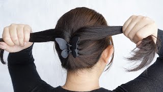 Easy Bun Hairstyle With Butterfly Claw Clip  Small Clutcher Juda Hairstyle For Medium Hair [upl. by Christenson]