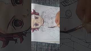 Drawing demon slayer tanjiro drawing  kimetsunoyaiba art [upl. by Nileek75]