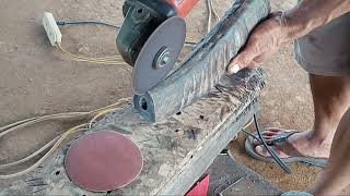 This man forged a rotary blade into a sharp machete with a handle and buffalo horn frame metal [upl. by Cornall995]