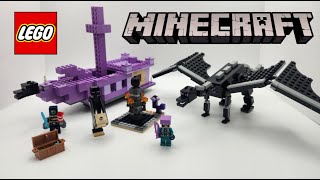 LEGO Minecraft The Ender Dragon and End Ship 21264 Speed Build Review [upl. by Derreg727]