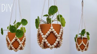 🪴FÁCIL😃DIY Porta Macetas con Cuentas paso a paso  DIY Macrame Plant Hanger Step by Step Tutorial [upl. by Ennayhs]