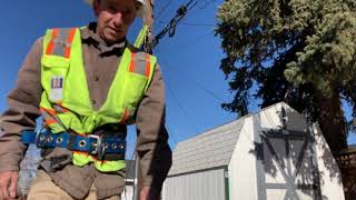 Using an extension ladder to install a cable aerial drop [upl. by Oeram]