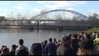 Atchisons old Amelia Earhart Bridge now resting in Missouri River after blasting [upl. by Dymphia]