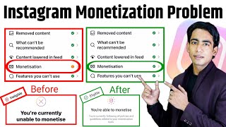 Instagram Monetization Error Problem  Instagram Youre Currently Unable To Monetise Problem [upl. by Neruat]