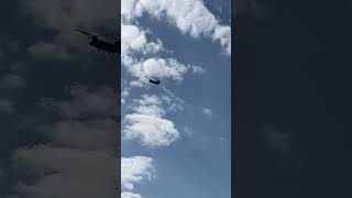 2 chinooks flying over Portsmouth avaition [upl. by Ahsienak573]