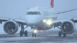 Winter Wonderland Helvetic Airways Embraer E190E2 in Spectacular Heavy Snow [upl. by Azne878]