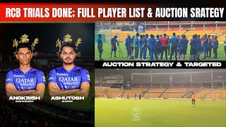 RCB Trials finished  Full Players list and Auction Strategy  IPL 2025 Mega Auction [upl. by Yemac]