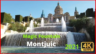 Magic Fountain of Montjuic 2021  Barcelona Fountain Beautiful and Soothing Walking Tour [upl. by Meyeroff353]