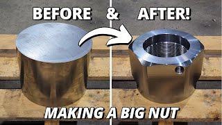 Making a BIG Nut for Hydraulic Cylinder  Machining amp Milling [upl. by Otti]