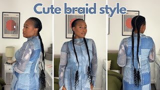 2 BRAIDS WITH CURLY ENDS  SUPER CUTE PROTECTIVE HAIRSTYLE [upl. by Idnic871]