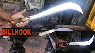 MAKING A BILHOOK  HOMEMADE BILL HOOK  HOW tO MAKE BILLHOOK INDIAN BLACKSMITHING MAKING BILLHOOK [upl. by Erbua]