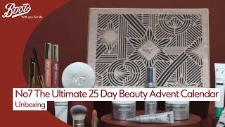 No7 The Ultimate 25 Day Beauty Advent Calendar Unboxing  Christmas  Boots UK [upl. by Latton394]