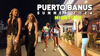 PUERTO BANUS NIGHTLIFE MARBELLA SPAIN SUMMER 2024 JULY 🇪🇸 Málaga 4K [upl. by Leeanne]