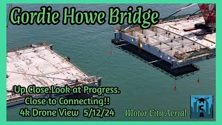 Up Close With The Gordie Howe Bridge Construction 4K Drone Video 51224 [upl. by Welbie]