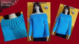 Maglione donna alluncinetto quotDouble effectquot  uncinetto facile passo a passo [upl. by Terrel37]