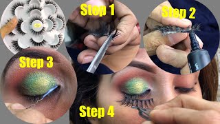 How to apply fake eyelashes  best eyelashes glue  how to make natural eyebrows with brow filler [upl. by Fleur277]