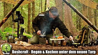 Neues Tarp an einem verregneten Tag im Wald testen  Lagerfeuer  Kochen  Bushcraft [upl. by Arrac]