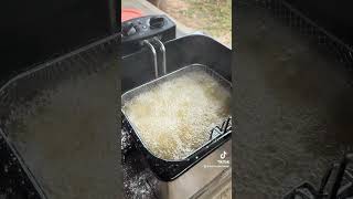 🦌Nothing better than some fried back strap at deer camp deercamp cooking venison georgia [upl. by Aerda]