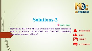 Solutions2 equimolar Na2CO3 NaHCO3 HCl Chemistryclass12 229 Molarity moles [upl. by Enelime]