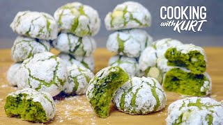 Matcha Green Tea Crinkle Cookies with White Chocolate Chips  Cooking with Kurt [upl. by Ballard]