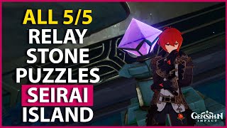 All 5 Relay Stone Puzzles Seirai Island ┃8 common chests amp 1 Luxurious Chest ┃ Genshin Impact [upl. by Agnot]