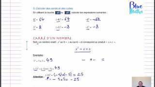 4ème  Cours Chapitre 5  Carré amp Cube dun nombre relatif [upl. by Sebastien]