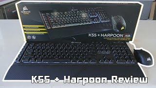 Corsair K55 Keyboard  Harpoon RGB Gaming Mouse Combo Review [upl. by Nunci]