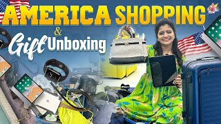 America Shopping amp Gift Unboxing  USA Returned with Shopping  Surprised to My Husband  Jyothakka [upl. by Etnemelc]